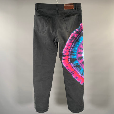 DRIES VAN NOTEN Size 30 Black Multi-Color Dyed Cotton Casual Pants