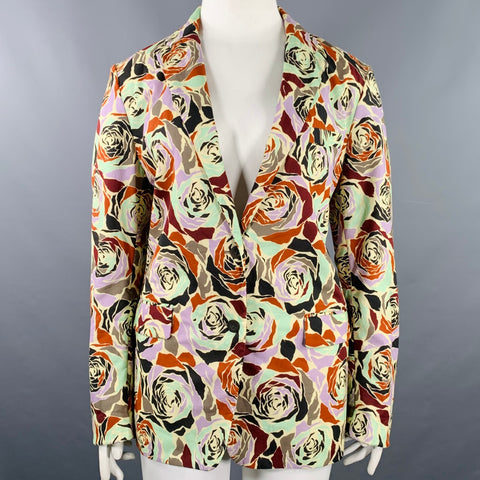 DRIES VAN NOTEN Size 12 Multi Color Cotton Jacket Blazer
