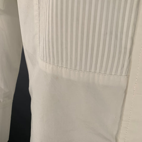 NILI LOTAN Size M White Cotton Pleated Bib Formal Tuxedo Long Sleeve Shirt