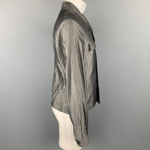CoSTUME HOMME Size 40 Grey Textured Cotton Blend Buttoned Jacket