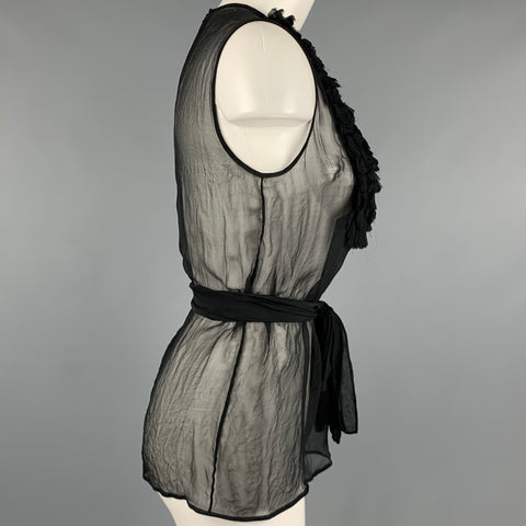 DSQUARED2 Size 4 Black Chiffon Ruffled Sleeveless Dress Top
