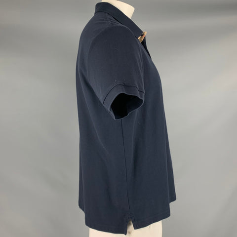 BURBERRY Size XXL Navy Cotton Monogram Half Placket Polo