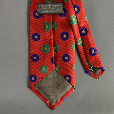 ROBERT TALBOTT Red Navy green gold Geometric Silk Tie