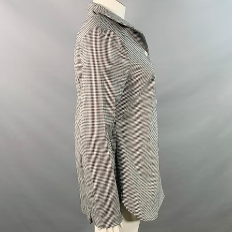 NINA MCLEMORE Size 10 Black White Cotton Blend Seersucker Gingham Jacket Blazer