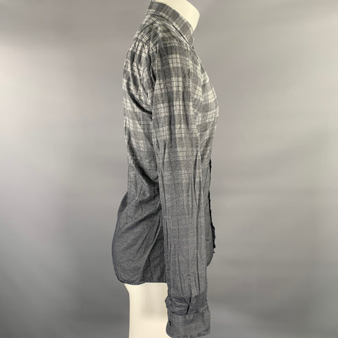 HUGO BOSS Size M Grey Plaid Cotton Long Sleeve Shirt