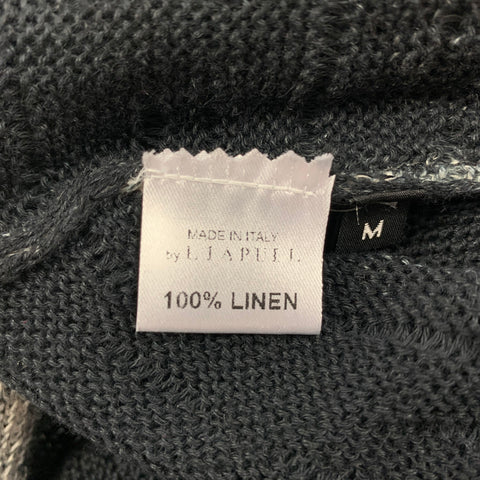 AVANTTOI Cárdigan frontal abierto texturizado de lino gris talla M