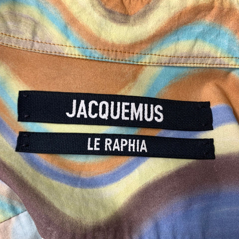 JACQUEMUS Size 38 Orange Blue Abstract Cotton Button Up Long Sleeve Shirt