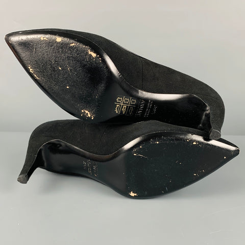ARMANI COLLEZIONI Talla 9.5 Zapatos de salón clásicos de charol de ante negro