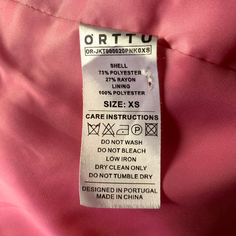 ORTTU Size XS Pink Gold Tweed Polyester Rayon Sport Coat
