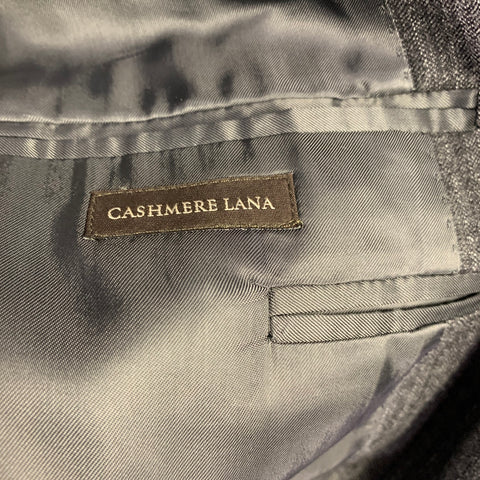 CANALI Size 40 Grey Charcoal Stripe Wool Cashmere Single Breasted Suit