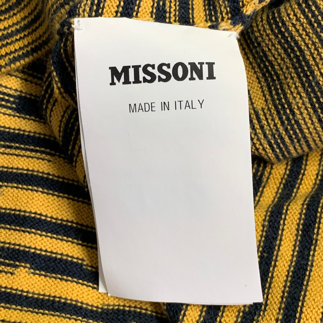 MISSONI Size XL Yellow Navy Stripe Cotton Knit Crew Neck T-Shirt