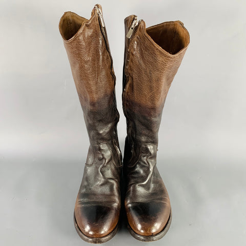 OFFICINE CREATIVE Size 7 Brown Leather Side Zipper Boots