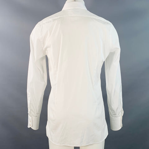 TOM FORD Size M White Cotton Curved Cutaway Button Up Long Sleeve Shirt