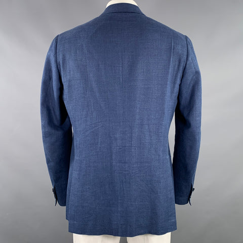 SARTORIO Size 44 Blue Silk Blend Single Breasted Sport Coat