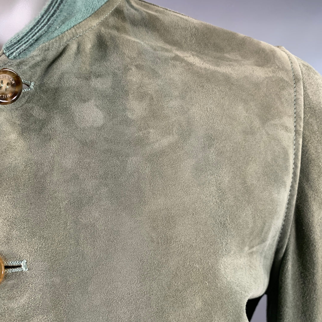 VALSTAR Size S Valstarino Sage Green Goat Suede Blouson Jacket