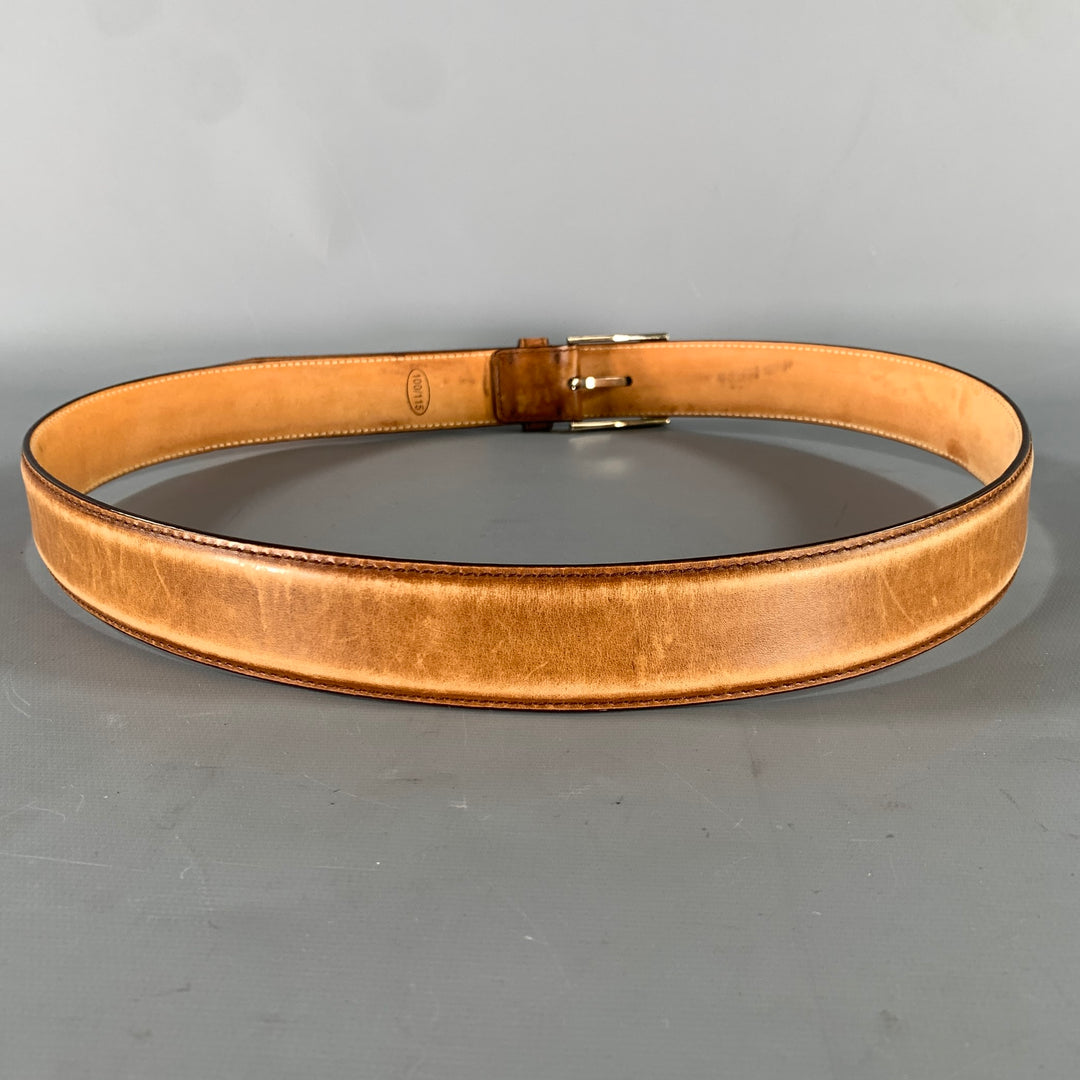 SUTOR MANTELLASSI Size 38 Camel Distressed Leather Belt
