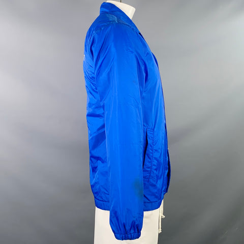 COMME des GARCONS SHIRT BOYS Size L Blue Grey Logo Polyamide Snaps Coach Jacket