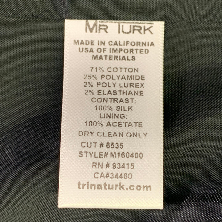 MR TURK Size 36 Regular Grey Black Gold Scales Jacquard Cotton Blend Suit