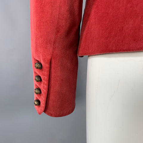ELIE TAHARI Size 8 Red Cotton Blend Notch Lapel Jacket Blazer