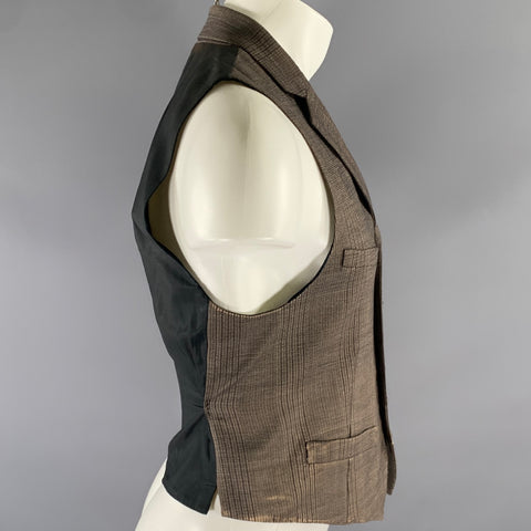 DIRTY ENGLIGH Size S Brown Tan Glen Check Wool Spandex Vest