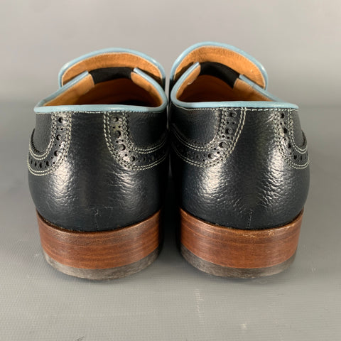 MIU MIU Size 9 Navy Light Blue Leather Spectator Loafers