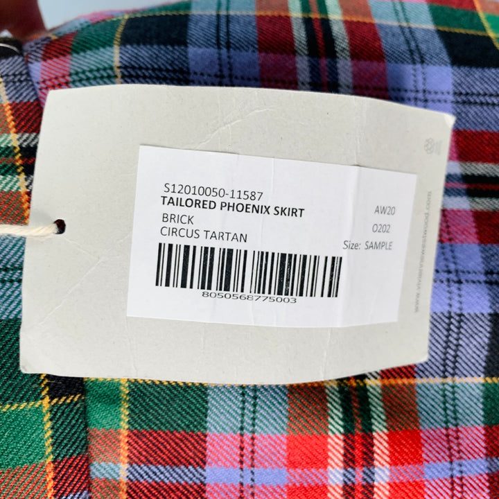VIVIENNE WESTWOOD AW20 Size 4 Tailored Phoenix Multi Color Virgin Wool Plaid Midi Skirt