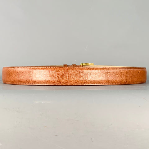 JOHN LOBB Size 37 Brown Gold Pebble Grain Leather Belt