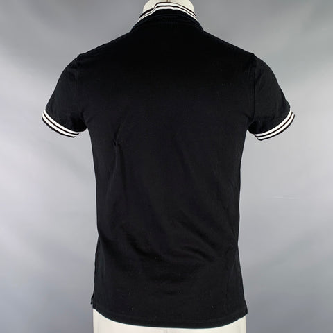 NEIL BARRETT Size S Black White Contrast Trim Cotton Short Sleeve Polo