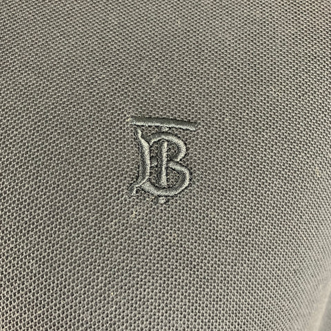 BURBERRY Size XXL Navy Cotton Monogram Half Placket Polo