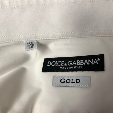 DOLCE & GABBANA Size M White Cotton Poplin Long Sleeve Shirt