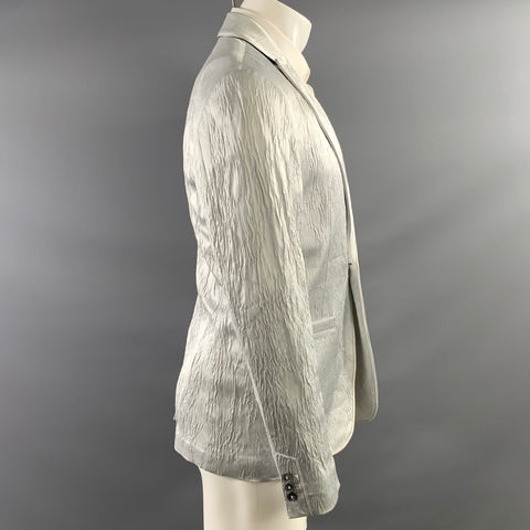 JOHN VARVATOS S2025 Chest Size 38 Silver Wrinkled Viscose Elastane Sport Coat