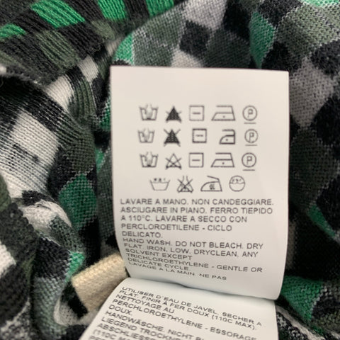 MARNI Size M Green Black Checkered Cotton Short Sleeve Pullover