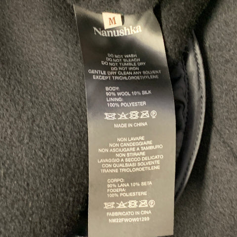 NANUSHKA Size M Black Wool Silk Single Breasted Coat