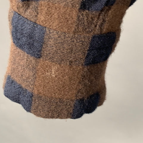 NEEDLES Size M Brown Navy Wool Blend Checkered Single Button Cardigan