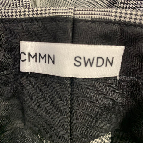 CMMN Size 32 Black White Glenplaid Wool Blend Flat Front Dress Pants