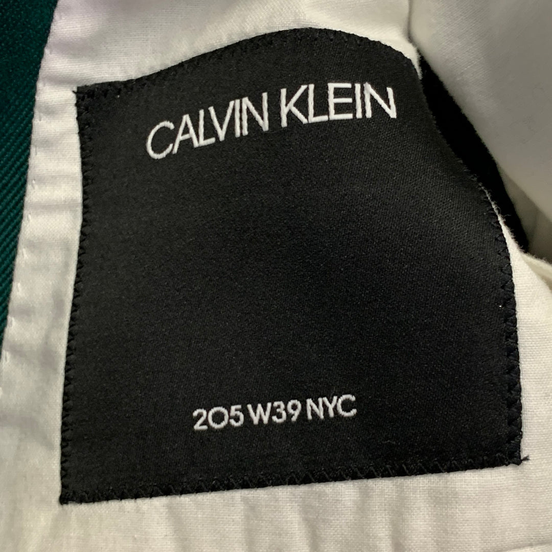 CALVIN KLEIN 205W39NYC Size 36 Green Wool Twill Double Breasted Peak Lapel Sport Coat