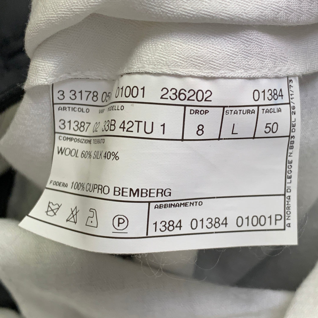 PAL ZILERI Size L Black Wool Silk Flat Front Zip Fly Dress Pants