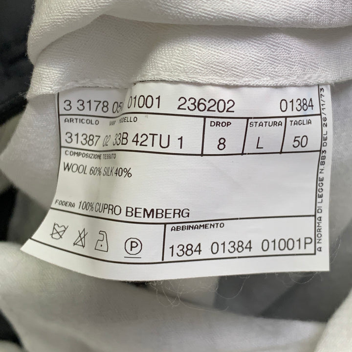 PAL ZILERI Size L Black Wool Silk Flat Front Zip Fly Dress Pants