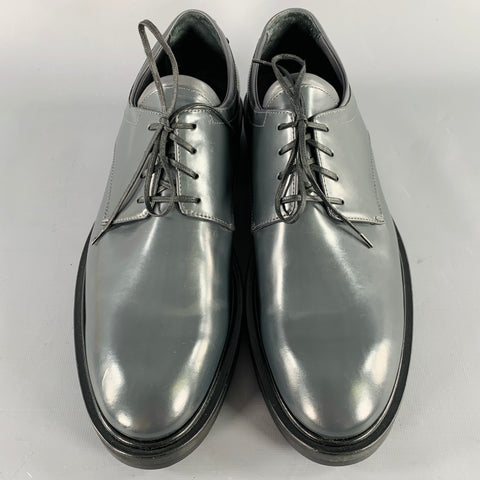 CALVIN KLEIN COLLECTION Size 9 Grey Leather Lace-Up Shoes