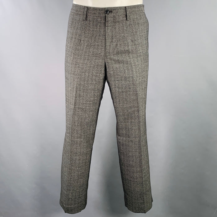 DOLCE & GABBANA Size 34 Grey Charcoal Heather Virgin Wool Flat Front Dress Pants