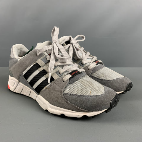 ADIDAS Size 8.5 Grey Black Mixed Materials Mesh Low Top Sneakers