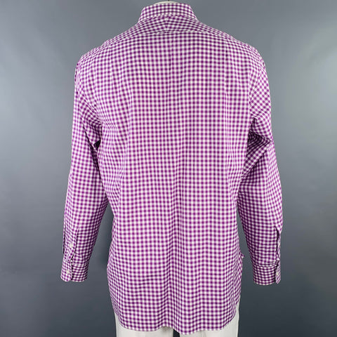RALPH LAUREN Size XL Purple White Checkered Cotton Long Sleeve Shirt