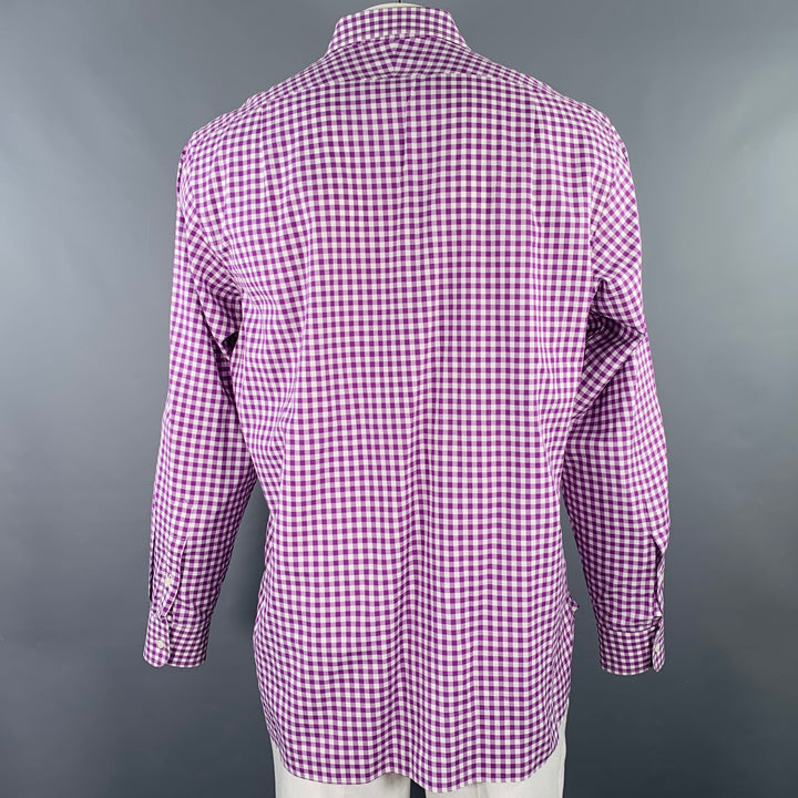 RALPH LAUREN Size XL Purple White Checkered Cotton Long Sleeve Shirt