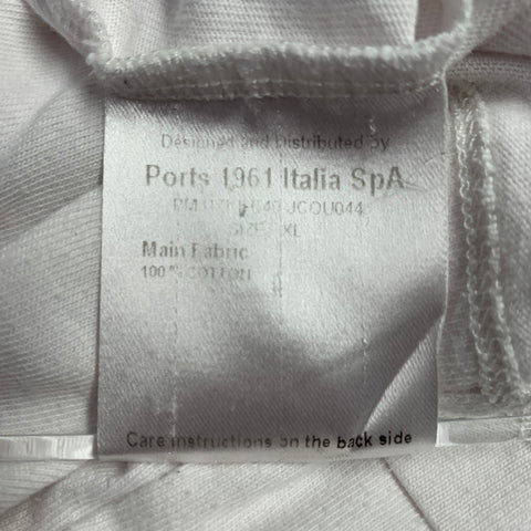 PORTS 1961 Size XL White Black Red Heart Print Cotton Crew Neck T-shirt