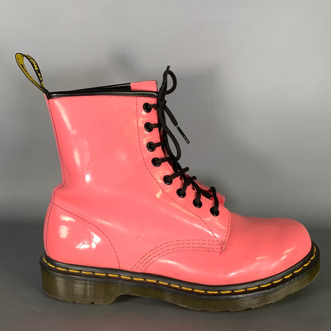 DR. MARTENS Size 9 Pink Leather Lace Up Boots