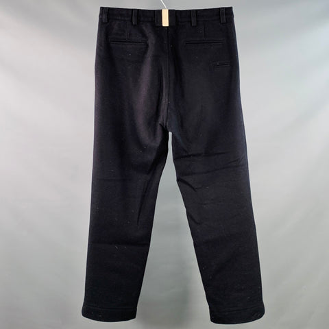 EAST HARBOUR SURPLUS Size 34 Navy Wool Blend Flat Front Straight Dress Pants