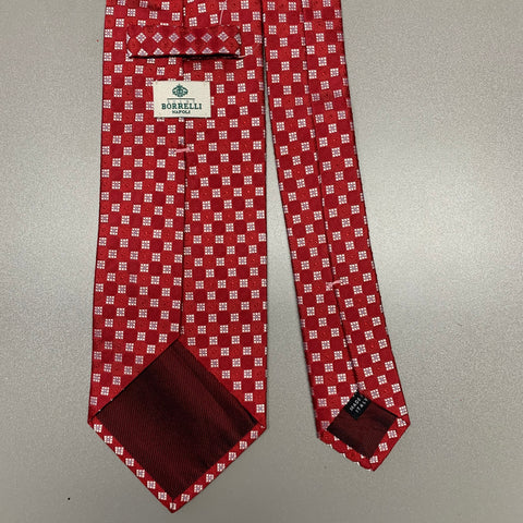 BORRELLI Red Cream Squares Silk Tie