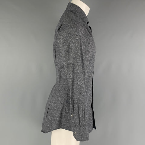 J.HILBURN Taille S Chemise à manches longues coupe ajustée Paisley blanc marine