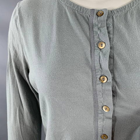 DRIES VAN NOTEN Size M Green Sage Cotton Henley Casual Top