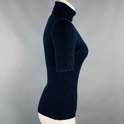 3.1 PHILLIP LIM Size M Navy Wool Blend Ribbed Pullover